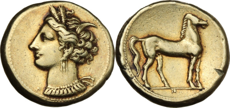 Africa. Zeugitania, Carthage. EL Stater, c. 310-306 BC. Obv. Head of Tanit left ...