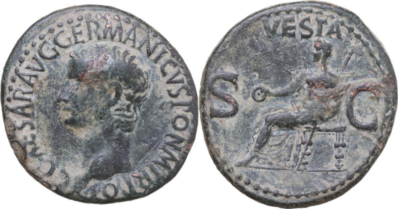 Gaius (Caligula) (37-41). AE As, Rome mint, 37-38. Obv. C CAESAR AVG GERMANICVS ...