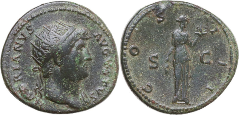 Hadrian (117-138). AE Dupondius, 125-128 AD. Obv. HADRIANVS AVGVSTVS. Radiate he...