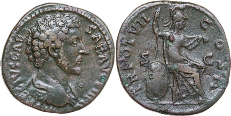 Marcus Aurelius as Caesar (139-161). AE Sestertius, Rome mint. Struck under Anto...