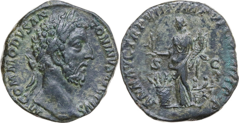 Commodus (177-192). AE Sestertius. Rome mint, 182 AD. Obv. M COMMODVS ANTONINVS ...