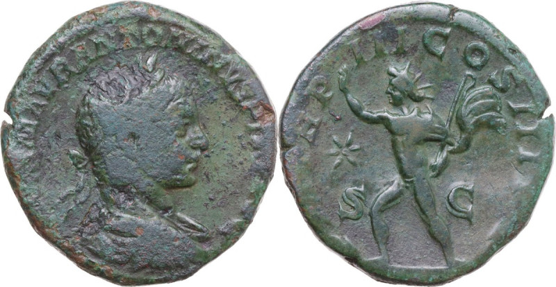 Elagabalus (218-222). AE Sestertius, Rome mint, 220 AD. Obv. [IMP CAES] M AVR AN...