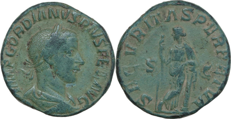 Gordian III (238-244). AE Sestertius, Rome mint, 244 AD. Obv. IMP GORDIANVS PIVS...