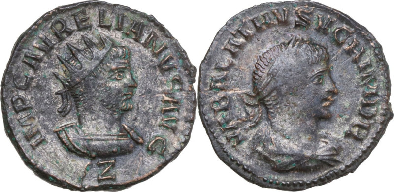 Aurelian with Vabalathus (270-275). BI Antoninianus, Antioch mint, 270-275. Obv....