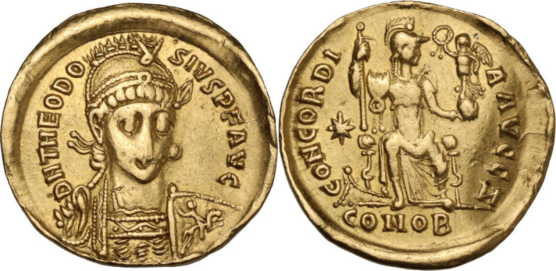 Theodosius II (402-450). AV Solidus, Constantinople mint, 408-430. Obv. DN THEOD...