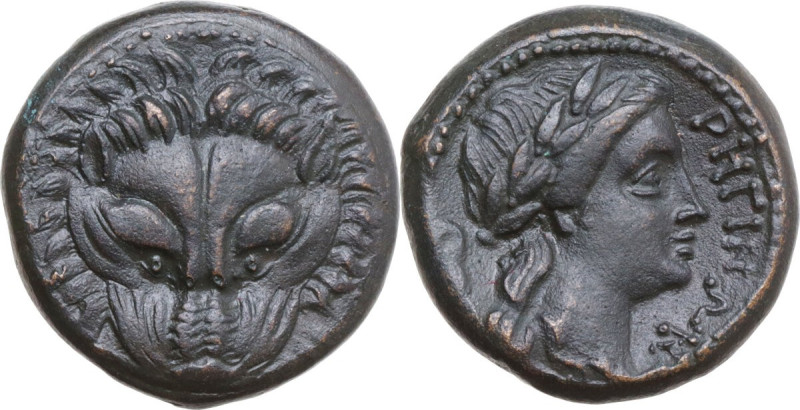 Greek Italy. Bruttium, Rhegion. Replica of AE 19.5 mm, c. 351-280 BC. D/ Lion's ...