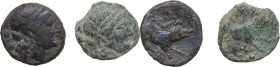 Greek World. Lot of two (2) AE coins from Paestum (Head of Ceres / Boar). AE. About VF.