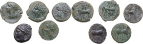 Greek World. Multiple lot of five (5) unclassified AE coins from Punic Sardinia or Sicily.