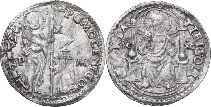 Venezia. Pietro Mocenigo (1474-1476). Marcello o mezza lira sigle PM, Polo Malip...