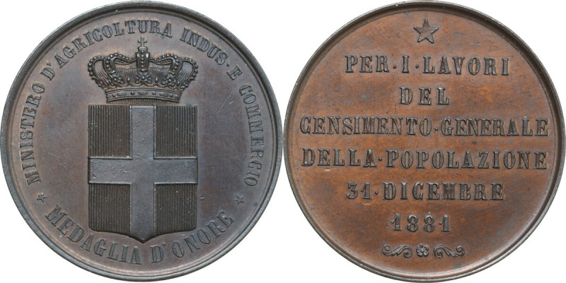 Regnando Umberto I (1844-1900). Medaglia 1881 per il terzo censimento generale d...