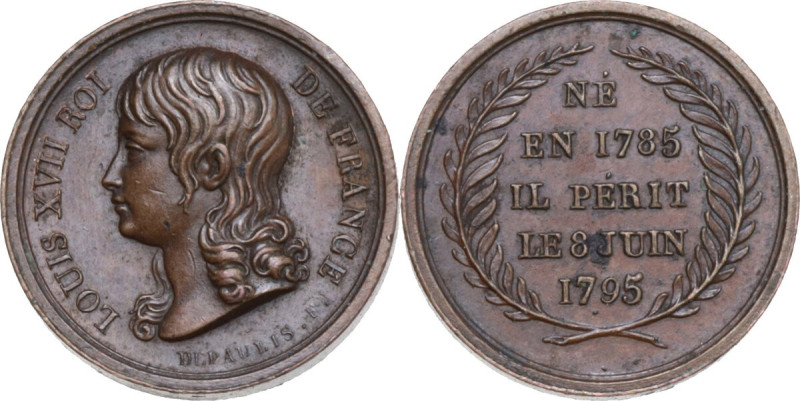 Luigi XVIII (1814-1824). Medaglietta. D/ LOUIS XVII ROI - DE FRANCE. Testa a sin...