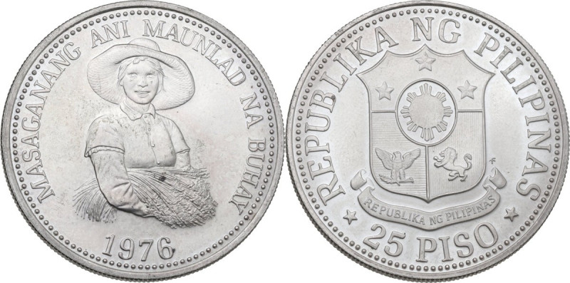 Philippines. 25 Piso, 1976. KM 214. AR. 24.69 g. 38.00 mm. AU/MS.