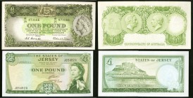 Australia Commonwealth Bank of Australia 1 Pound ND (1961-65) Pick 34a Extremely Fine; Jersey States of Jersey 1 Pound ND (1963) Pick 8b Choice About ...