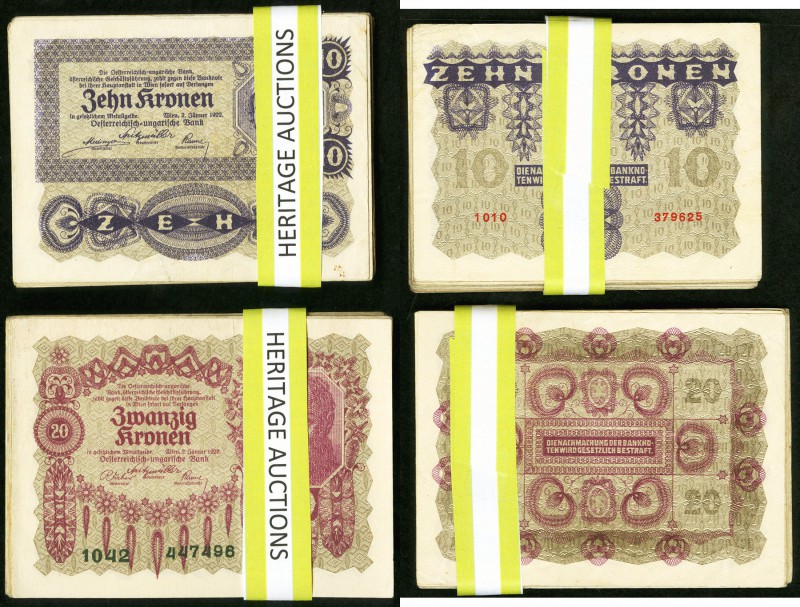 Austria Austrian Government 10 Kronen (44); 20 Kronen (36) 2.1.1922 Pick 74; 75 ...
