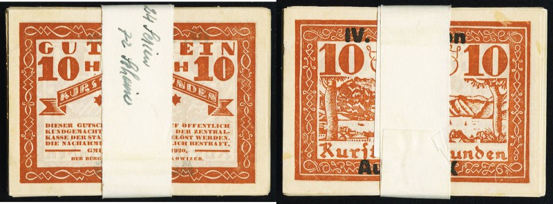 Austria Notgeld 10 Heller Lot of 72 Examples Extremely Fine-About Uncirculated. ...