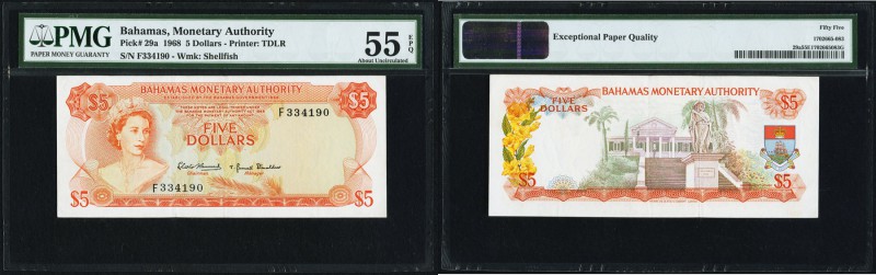 Bahamas Bahamas Monetary Authority 5 Dollars 1968 Pick 29a PMG About Uncirculate...