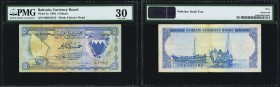 Bahrain Bahrain Currency Board 5 Dinars 1964 Pick 5a PMG Very Fine 30. Pinholes; small tears.

HID09801242017