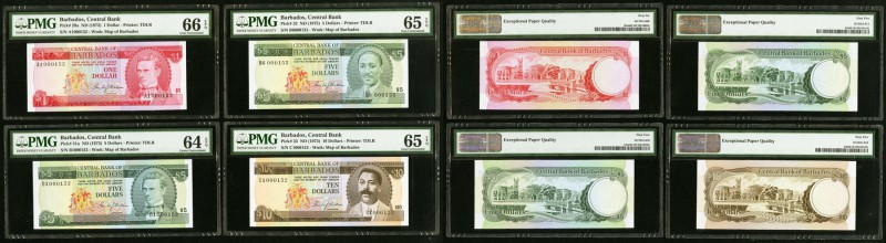 Barbados Central Bank 1; 5 (2); 10 Dollars ND (1973-75) Pick 29a; 31a; 32; 33 Fo...