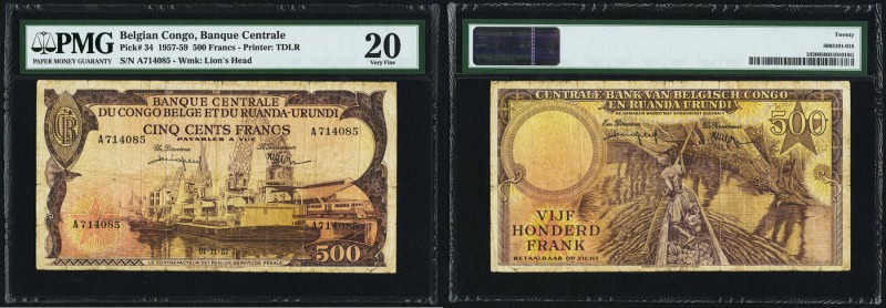 Belgian Congo Banque Centrale du Congo Belge et du Ruanda-Urundi 500 Francs 1.11...