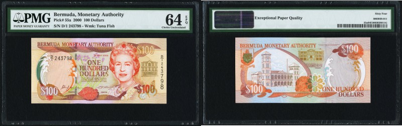 Bermuda Bermuda Monetary Authority 100 Dollars 24.5.2000 Pick 55a PMG Choice Unc...