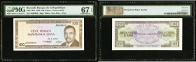 Burundi Banque de la Republique 100 Francs 15.5.1968 Pick 23a PMG Superb Gem Unc 67 EPQ. 

HID09801242017