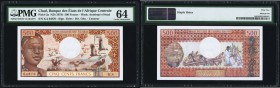 Chad Banque Des Etats De L'Afrique Centrale 500 Francs ND (1974) Pick 2a PMG Choice Uncirculated 64. Staple holes.

HID09801242017