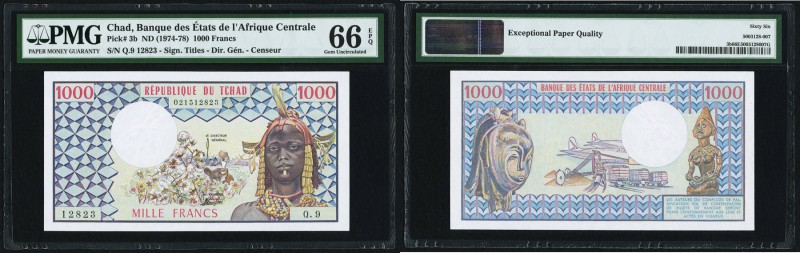 Chad Banque Des Etats De L'Afrique Centrale 1000 Francs ND (1974-78) Pick 3b PMG...