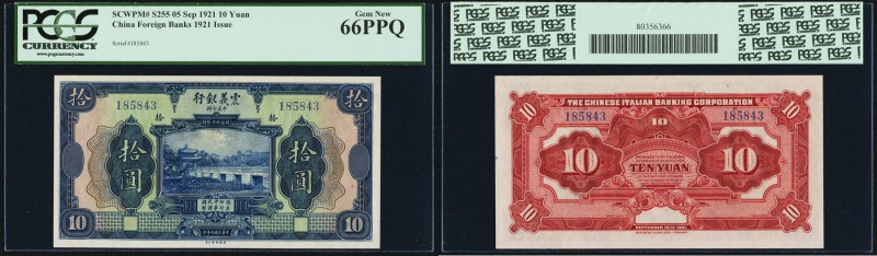 China Chinese Italian Banking Corporation 10 Yuan 15.9.1921 Pick S255 PCGS Gem N...