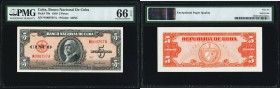 Cuba Banco Nacional de Cuba 5 Pesos 1950 Pick 78b PMG Gem Uncirculated 66 EPQ. 

HID09801242017
