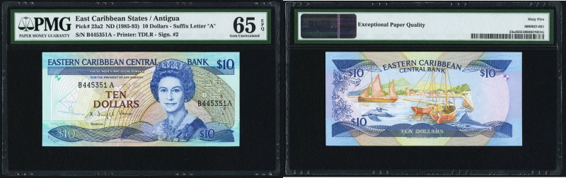 East Caribbean States East Caribbean Central Bank 10 Dollars ND (1985-93) Pick 2...