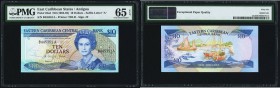 East Caribbean States East Caribbean Central Bank 10 Dollars ND (1985-93) Pick 23a2 PMG Gem Uncirculated 65 EPQ. 

HID09801242017