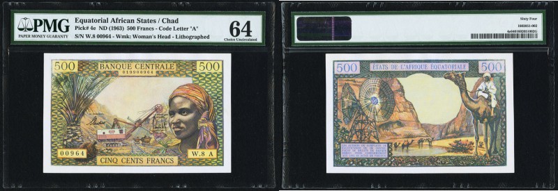 Equatorial African States Chad 500 Francs ND (1963) Pick 4e PMG Choice Uncircula...