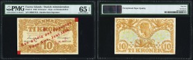 Faeroe Islands Danmarks Nationalbank 10 Kroner 1940 Pick 2 PMG Gem Uncirculated 65 EPQ. 

HID09801242017