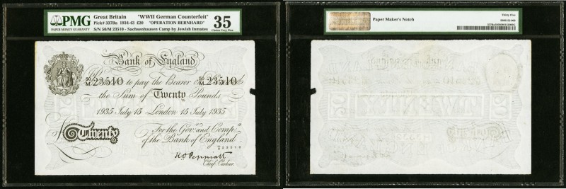 Great Britain Bank of England 20 Pounds 15.7.1935 Pick 337Ba "Operation Bernhard...