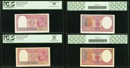 India Reserve Bank of India 2 Rupees ND (1943) Pick 17b Two Examples PCGS Choice About New 58; Apparent Very Fine 30. Pinholes at left as issued; seco...
