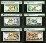 Ireland Provincial Bank of Ireland Limited 1; 5; 10 Pounds 1977 (ND 1978) Pick 247CS2; 248CS2; 249CS2 Three "Collector Series Specimen" examples PMG S...