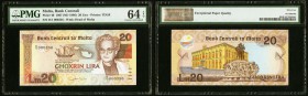 Malta Bank Centrali ta' Malta 20 Lira 1967 (ND 1986) Pick 40 PMG Choice Uncirculated 64 EPQ. 

HID09801242017