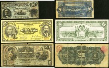 Mexico Banco de Morelos 20 Pesos 11.2.1910 Pick S347b Good-Very Good; Mexico Estado Libre Y Soberano De Sinaloa 20 Pesos D. 1915 Pick S1046 Crisp Unci...