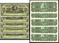 Mexico Banco de Tamaulipas 5 Pesos ND (1902-14) Pick S429r, Five Remainders Crisp Uncirculated. One example has a small stain in its top margin.

HID0...