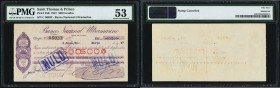 Saint Thomas and Prince Banco Nacional Ultramarino 500 Escudos 28.3.1947 Pick 35B PMG About Uncirculated 53. Stamp cancelled.

HID09801242017