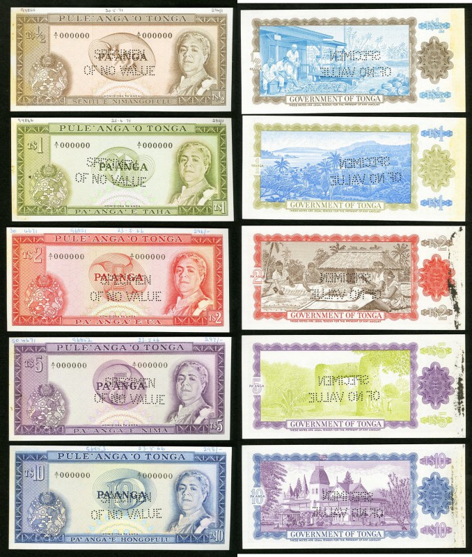 Tonga Government of Tonga 1/2; 1; 2; 5; 10 Pa'anga ND (1967-73) Pick 13s; 14s; 1...