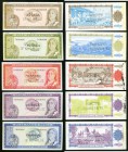 Tonga Government of Tonga 1/2; 1; 2; 5; 10 Pa'anga ND (1967-73) Pick 13s; 14s; 15s; 16s; 17s Specimens Choice About Uncirculated. Each note perforated...