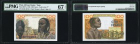 West African States Togo 100 Francs 1965 Pick 801Te PMG Superb Gem Unc 67 EPQ. 

HID09801242017