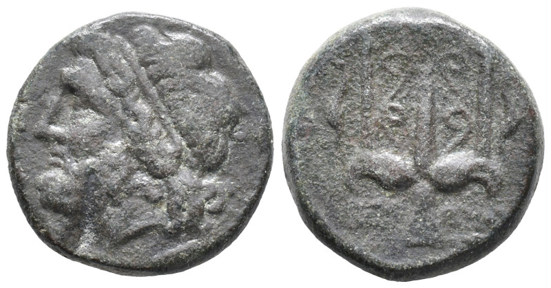 Sicily, Syracuse. Hieron II (275-215 BC). Æ (20mm, 6.86g). Head of Poseidon l., ...