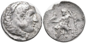 Kings of Macedon, Alexander III 'the Great' (336-323 BC). AR Tetradrachm (28mm, 14.76g). Uncertain mint. Head of Herakles r., wearing lion skin. R/ Ze...