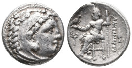 Kings of Macedon, Philip III Arrhidaios (323-317 BC). AR Drachm (16mm, 4.22g). In the name of Alexander III. Kolophon, c. 322-319 BC. Head of Herakles...