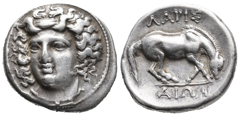 Thessaly, Larissa, c. 356-342 BC. AR Drachm (18mm, 5.99g). Head of the nymph Lar...