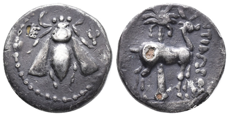 Ionia, Ephesos, c. 202-150 BC. Fourrèe Drachm (16mm, 3.75g). Antigon-, magistrat...