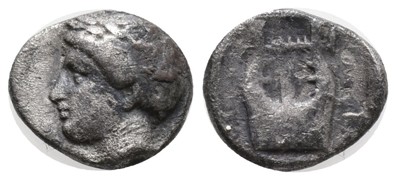 Ionia, Kolophon, c. 375-360 BC. AR Diobol (8mm, 1.00g). Laureate head of Apollo ...