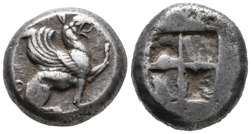 Ionia, Teos, late 6th-early 5th century BC. AR Stater (20mm, 11.78g). Griffin se...